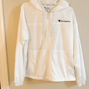 NWOT Womens Champion Windbreaker White Size L
